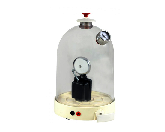 Bell Jar With Vacuum Pump, Hand Operated With Electric Bell